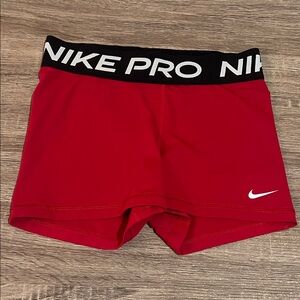 Nike Pro Red Shorts with Black Waistband
